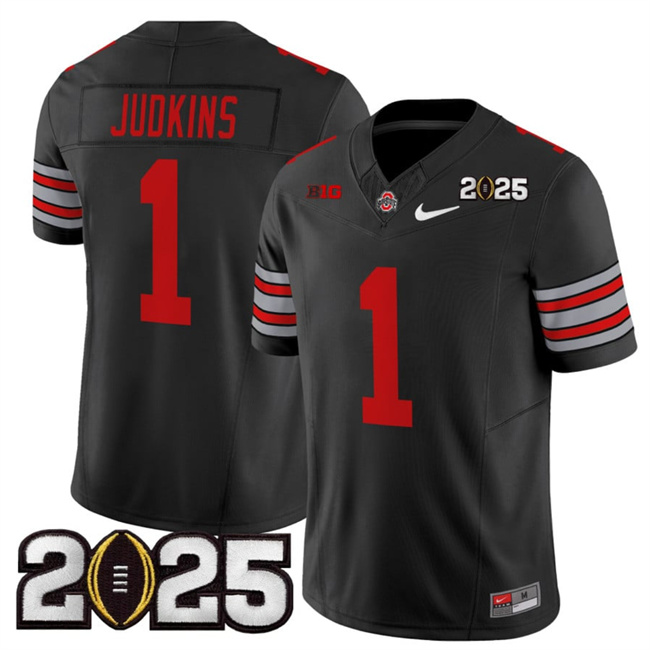 Men Ohio State Buckeyes #1 Quinshon Judkins Black 2025 CFP Final Patch F.U.S.E. Vapor Limited Stitched NCAA Jersey->ncaa teams->NCAA Jersey